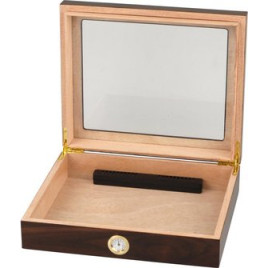 Padonio humidor 25 szál szivar részére, cédrusfa belső, üvegtető, párásító, hygrométer- dió