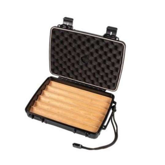 Passatore utazó humidor 6 szál szivar részére, műanyagból készült, fekete színű