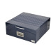 Passatore humidor – királykék, bőrbetéttel, digitális higrométerrel, 30–40 szivarhoz