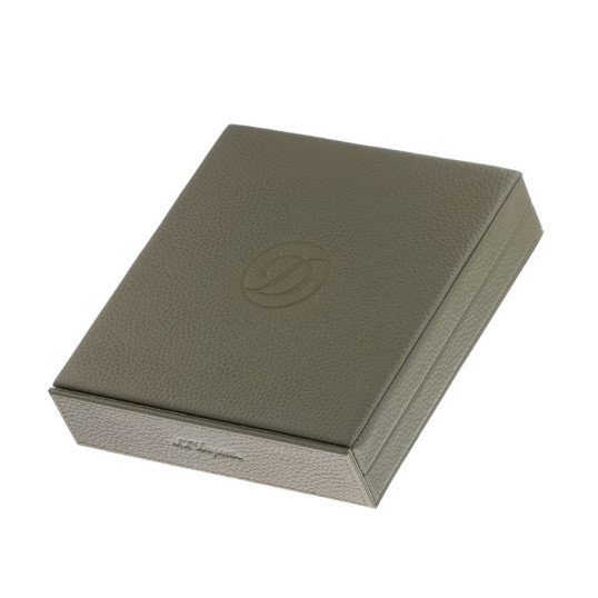 Bőr borítású kézzel készített S.T. Dupont Okoumé fával bélelt utazó humidor 8 szál szivar részére-Khaki zöld