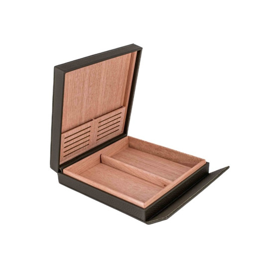 Bőr borítású kézzel készített S.T. Dupont Okoumé fával bélelt utazó humidor 8 szál szivar részére-Khaki zöld