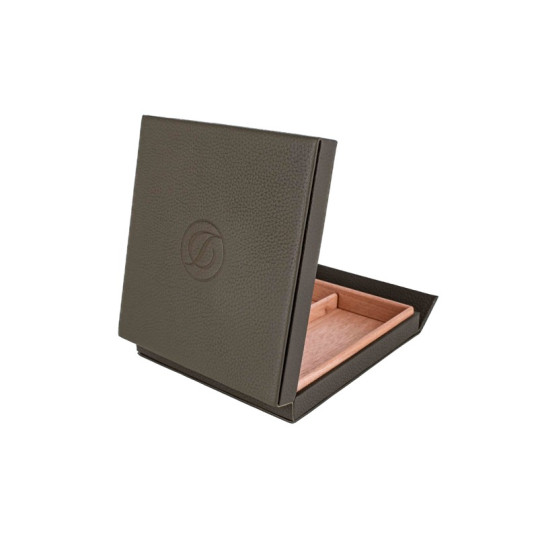 Bőr borítású kézzel készített S.T. Dupont Okoumé fával bélelt utazó humidor 8 szál szivar részére-Khaki zöld