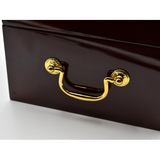 Deauville szivardoboz 100 szál szivar részére, dohánylevél mintás, fogantyúval és kivehető tálcával OUTLET