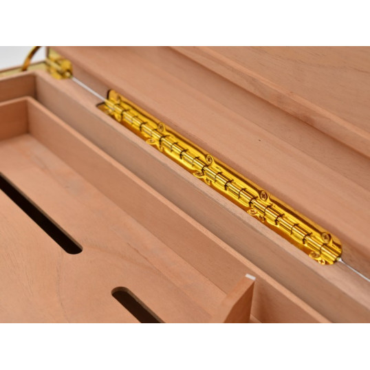 Deauville szivardoboz 100 szál szivar részére, dohánylevél mintás, fogantyúval és kivehető tálcával OUTLET