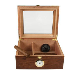 Humidor Supreme Capri Elegant üvegtetős cédrusfa humidor – 40 szivar részére, külső hygrométerrel és párásítóval