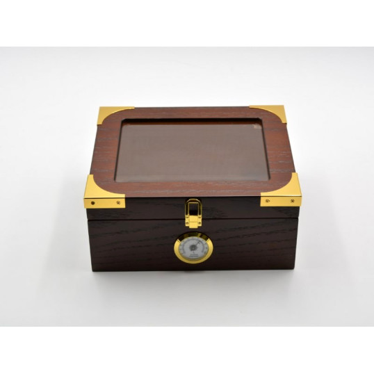 Humidor Supreme Capri Elegant üvegtetős cédrusfa humidor – 40 szivar részére, külső hygrométerrel és párásítóval