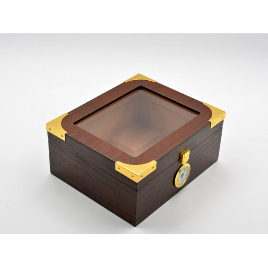 Humidor Supreme Capri Elegant üvegtetős cédrusfa humidor – 40 szivar részére, külső hygrométerrel és párásítóval
