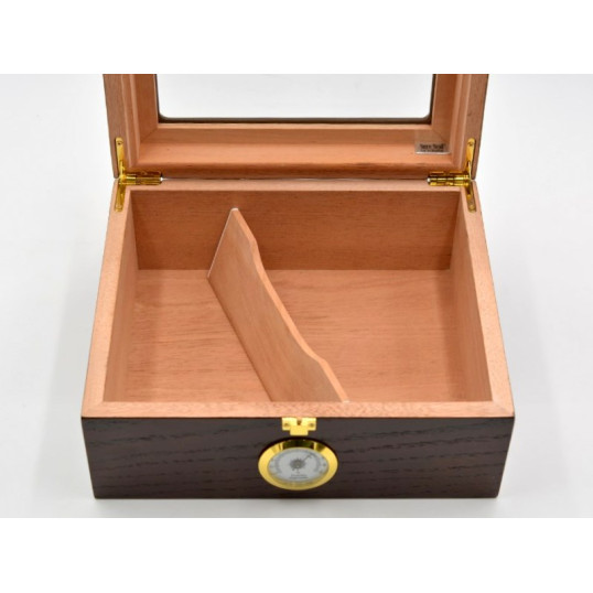Humidor Supreme Capri Elegant üvegtetős cédrusfa humidor – 40 szivar részére, külső hygrométerrel és párásítóval