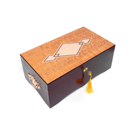 Cordoba Diamond Inlay szivardoboz 200 szál szivar részére, fekete és világos barna színű, fogantyúval és kivehető tálcával-OUTLET