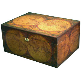 Humidor 100 szál szivar részére, kivehető tálcával és gravírozható táblával - Old World