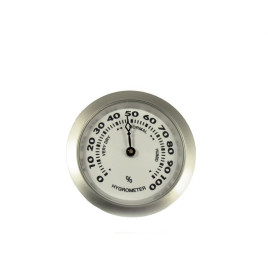 Humidor hygrométer - króm színű, fehér hátlappal - 3,5 cm 