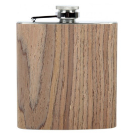 Rozsdamentes acél flaska fa borítással, laposüveg - 6 oz. = 1.77dl