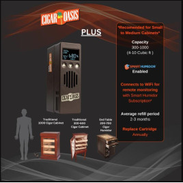 Cigar Oasis Plus 3.0 elektromos párásító szivar szekrényekhez - beépített WIFI-vel, akár 1000 szál szivar tárolásához is ideális