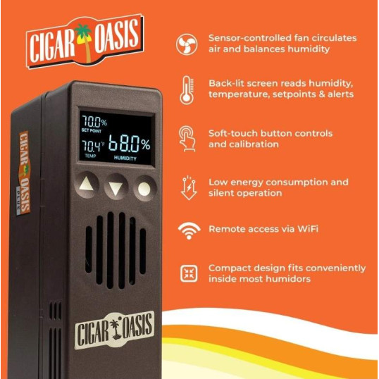 Cigar Oasis Plus 3.0 elektromos párásító szivar szekrényekhez - beépített WIFI-vel, akár 1000 szál szivar tárolásához is ideális