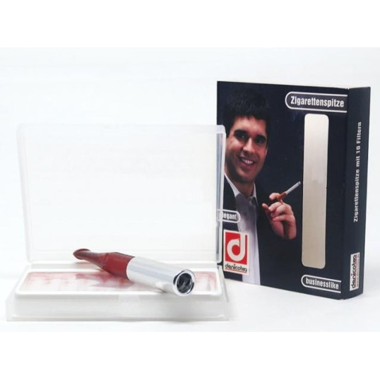 Denicotea Automatic cigaretta szipka rövid, króm és vörösesbarna színű - 87mm