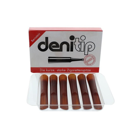 Denitip borostyánsárga színű cigaretta szipka, 6 darabos csomagolásban - 50mm