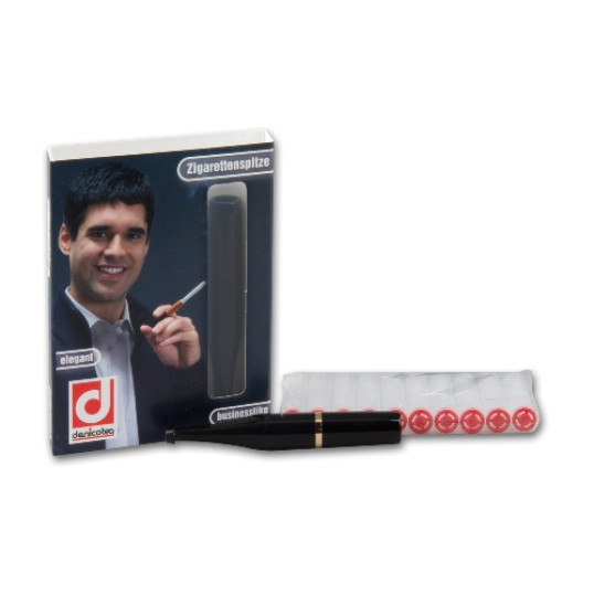 Slim 6 mm-es cigaretta szipka Denicotea Standard Dekor, fekete arany gyűrűvel - 78mm