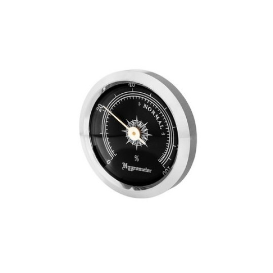Humidor hygrométer - fekete ezüst kerettel - 45mm