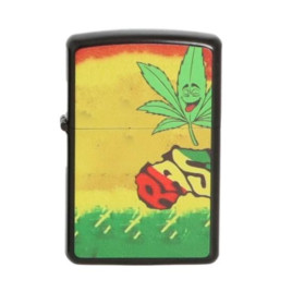 Angel Benzines öngyújtó fekete színű - Raszta színekkel