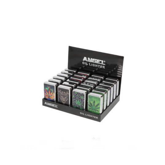 Angel benzines öngyújtó 3D mintával króm színű - egész tálca