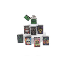 Angel benzines öngyújtó 3D mintával króm színű - canabis cup minta