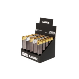 Angel újratölthető antracit színű vihargyújtó arany és ezüst színű felső résszel - Tálcás