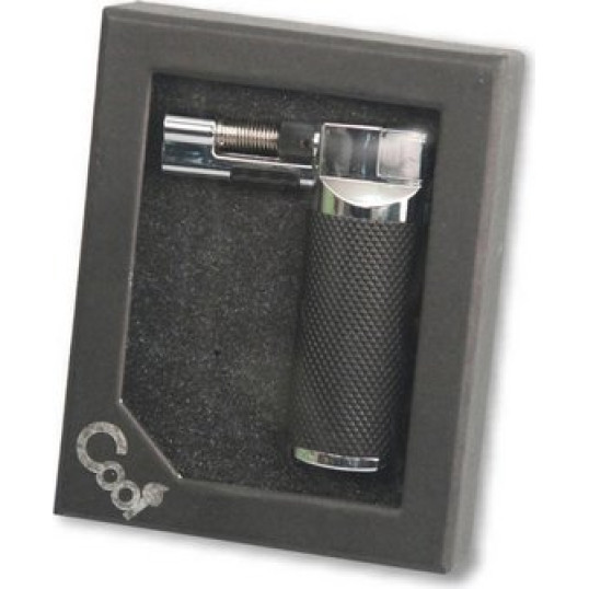 Cool asztali szivargyújtó jet lánggal, fekete-ezüst, 10 cm