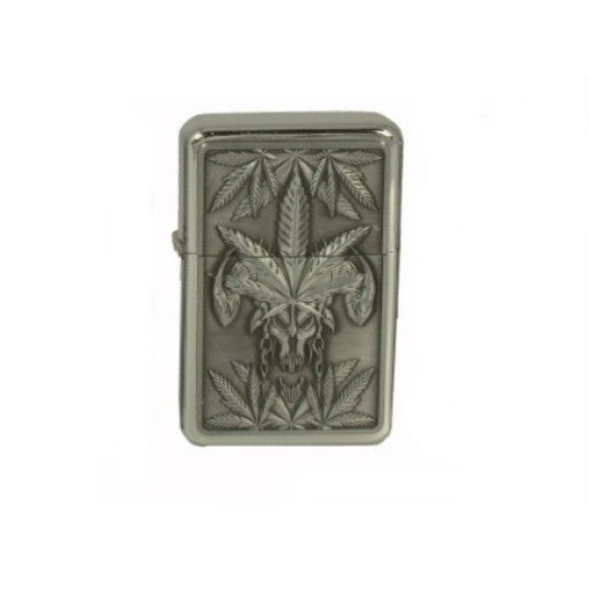 Angel Fém Benzin Öngyújtó – 3D kenderlevél mintás - 4