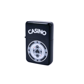 Benzines öngyújtó zseton motívum és a „Casino” felirat