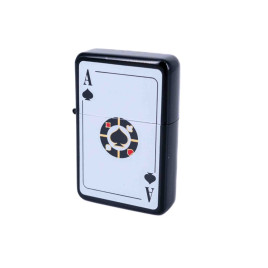 Benzines öngyújtó fekete színű, ász kártyalappal- 245420-10