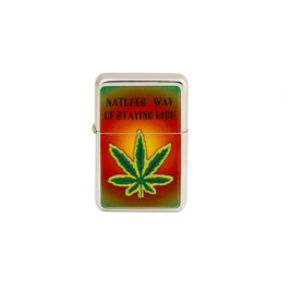 Angel Benzines öngyújtó króm - cannabis levél mintás és feliratos  - 4