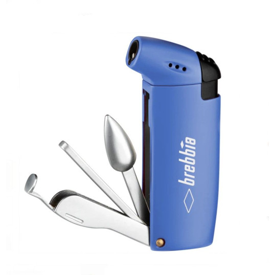 Brebbia pipagyújtó gömb alakú lánggal és beépített pipakellékekkel - kék