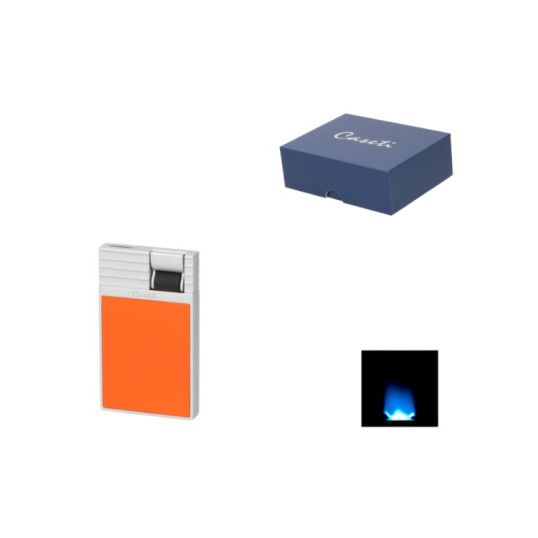 Caseti Flat Flame szúrólángos szivaröngyújtó - króm és narancssárga színű