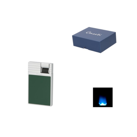 Caseti Flat Flame szúrólángos szivaröngyújtó - króm és zöld színű