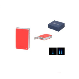 Caseti Dupla Jet láng + Soft Jetflame szivaröngyújtó, 8 mm szivarfúróval – Piros / Króm