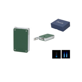 Caseti Dupla Jet láng + Soft Jetflame szivaröngyújtó, 8 mm szivarfúróval – Matt sötétzöld / Króm