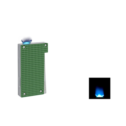 Caseti Flat Flame szúrólángos gyémánt mintás szivaröngyújtó - zöld és króm színű