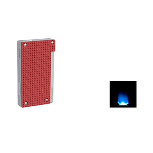 Caseti Flat Flame szúrólángos gyémánt mintás szivaröngyújtó - piros és króm színű