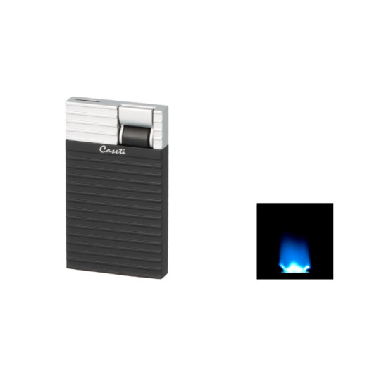 Caseti széles szúrólángos szivar öngyújtó - Fekete és ezüst színű