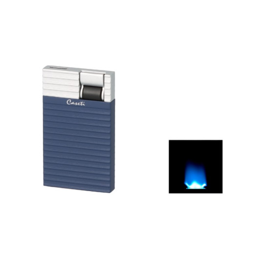 Caseti széles szúrólángos szivar öngyújtó - Matt sötétkék és ezüst színű