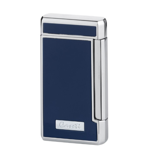 Caseti szivar öngyújtó matt kék és króm színben, 2-es Jet lánggal