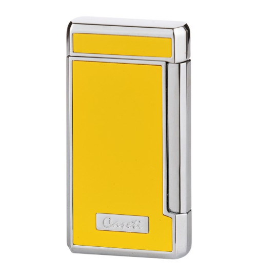 Caseti szivar öngyújtó citromsárga és króm színű, 2-es Jet lánggal