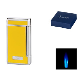 Caseti szivar öngyújtó citromsárga és króm színű, 2-es Jet lánggal