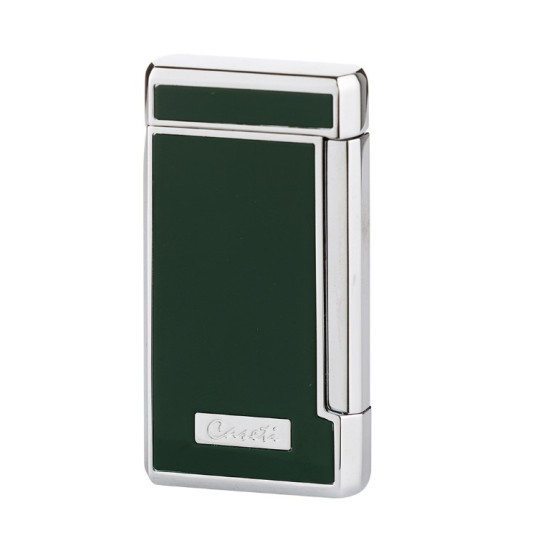 Caseti szivar öngyújtó sötétzöld és króm színben, 2-es Jet lánggal