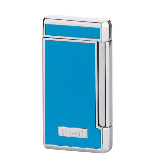 Caseti szivar öngyújtó türkizkék és króm színű, 2-es Jet lánggal