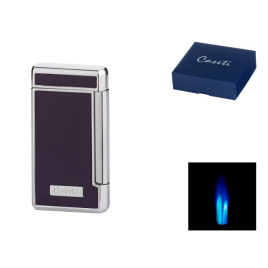 Caseti szivar öngyújtó sötét lila és króm színű, 2-es Jet lánggal