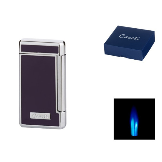 Caseti szivar öngyújtó sötét lila és króm színű, 2-es Jet lánggal