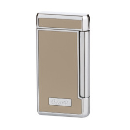 Caseti szivar öngyújtó szürke-bézs és króm színű, 2-es Jet lánggal