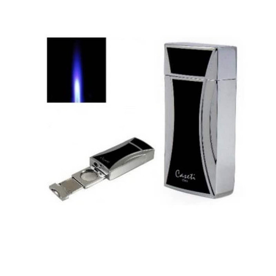 Caseti Jet szivaröngyújtó - króm, kihajtható szivarvágóval