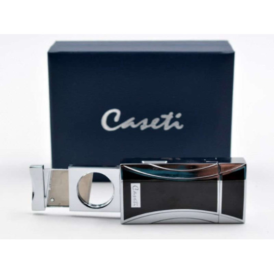 Caseti Jet szivaröngyújtó - króm, kihajtható szivarvágóval